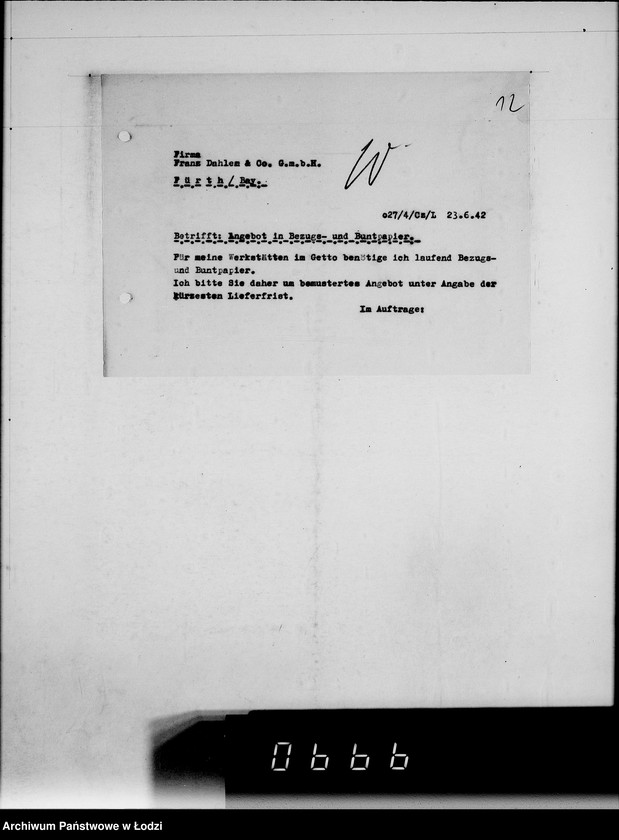 Obraz 16 z jednostki "Buntpapier.[Zapotrzebowania dla Getta]"