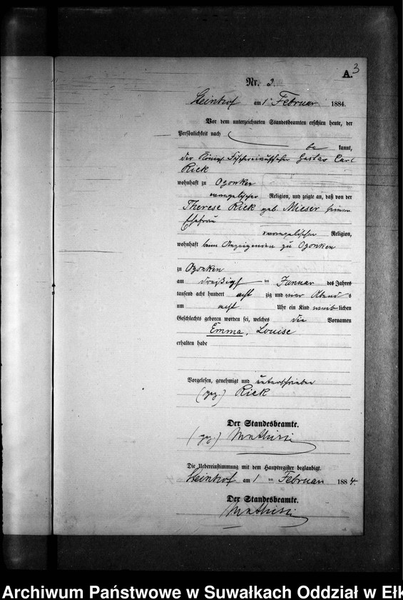 image.from.unit.number "Geburts-Neben-Register des Preussischen Standes-Amtes Gr. Strengeln Kreis Angerburg"