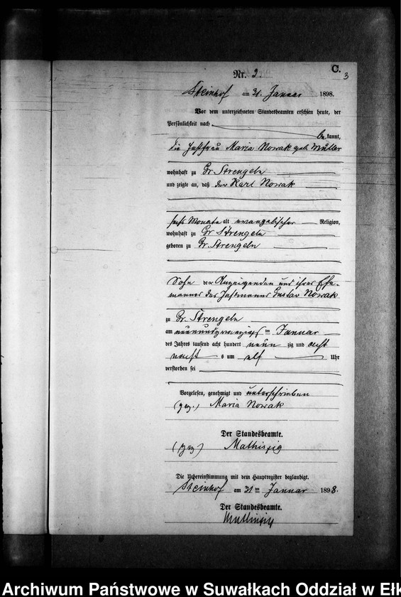 image.from.unit.number "Sterbe-Neben-Register des Preussischen Standes-Amtes Gr. Strengeln Kreis Angerburg"