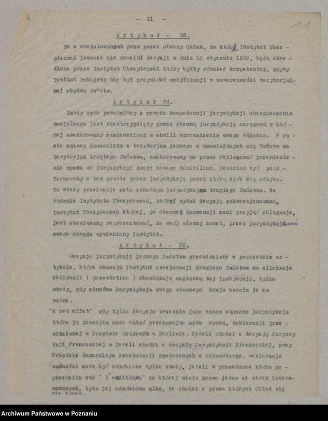 Obraz 13 z jednostki "[Materiały dotyczące rozliczeń Francji z Niemcami zgodnie z Traktatem Wersalskim odnośnie ubezpieczeń społecznych]"