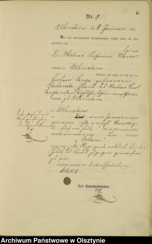 image.from.unit.number "Geburts-Haupt-Register Tom I,Nr 1 - 300"