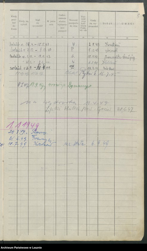 Obraz 11 z jednostki "[Książka meldunkowa osób przybywających na pobyt czasowy]"