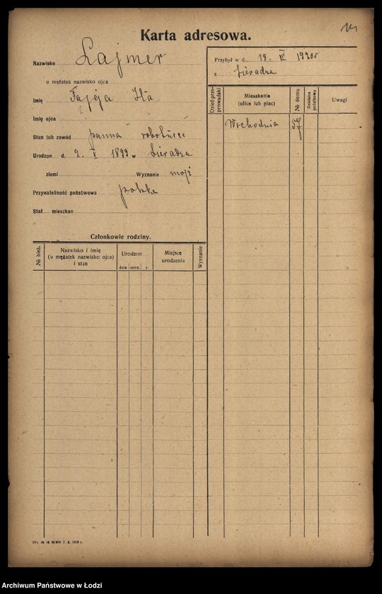 Obraz 16 z jednostki "[Spis ludności Łodzi] Lajfe-Łakomicki"