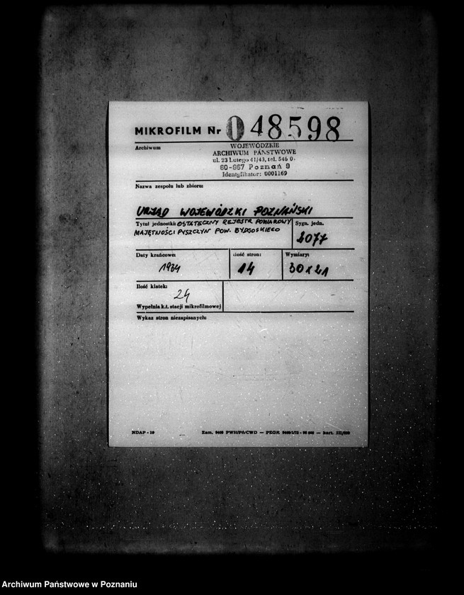 image.from.unit.number "Ostateczny rejestr pomiarowy Majętności Pyszczyn powiatu bydgoskiego"