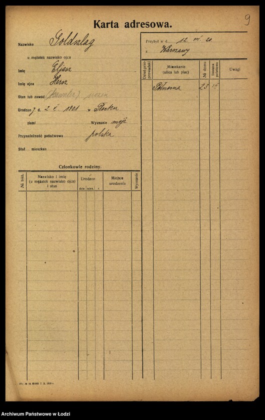 Obraz 10 z jednostki "[Spis ludności Łodzi] Goldszajd - Goldstein"