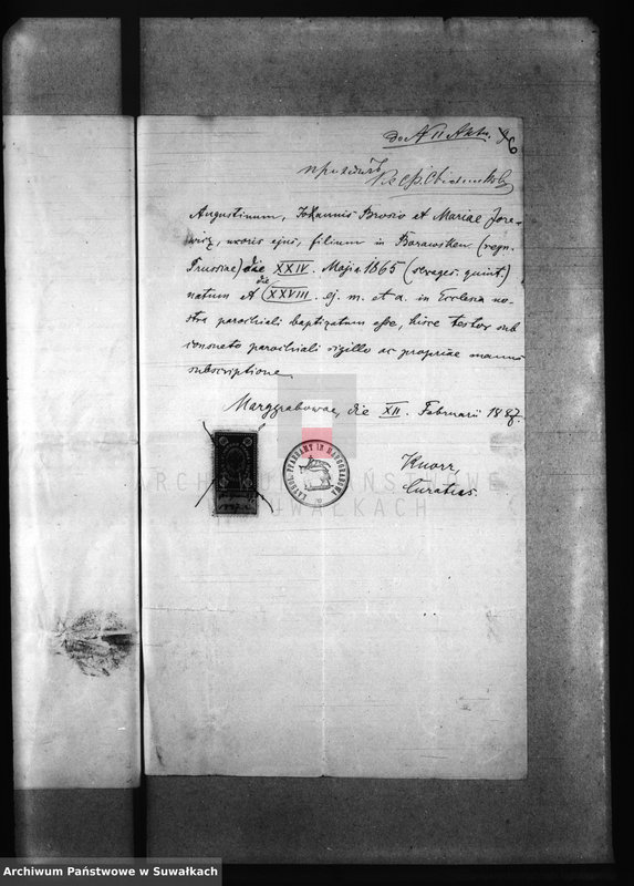 image.from.unit.number "Dokumenty k Aktam brakosočetavšichsja Rimsko- Katoličeskogo Bakalarževskogo Prichoda s 1887 goda"