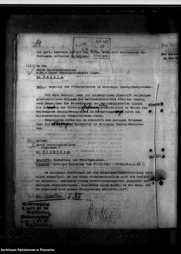 Obraz 19 z jednostki "Fürsorgerechtliche Beziehungen zu Fürsorgeträgern ausserhalb des Warthegaues"