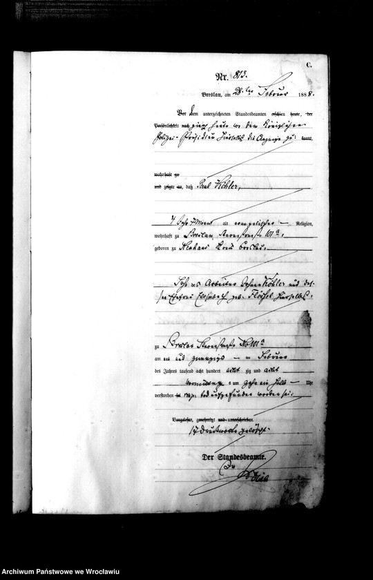 image.from.unit.number "Sterbe-Haupt-Register Breslau I 1888 Band 3"