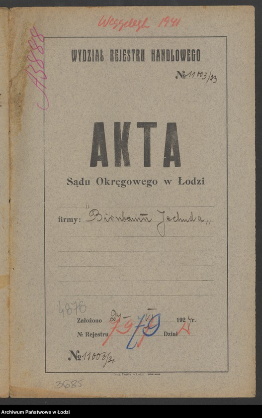 Obraz 2 z jednostki "Jechuda Birnbaum- sprzedaż pończoch i trykotów"