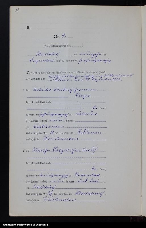 image.from.unit.number "Heiraths-Neben-Register Nr 1 - 9 [ Księga małżeństw - wtóropis ]"