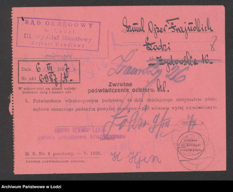 Obraz 10 z jednostki "Szmul Ojzer Fejndllich – sprzedaż resztek manufaktury bawełnianej"