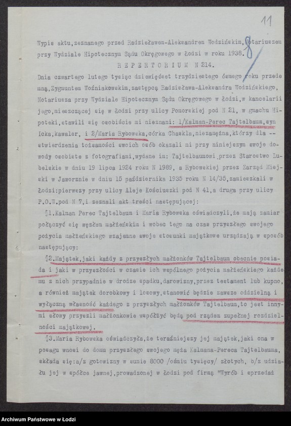 Obraz 13 z jednostki "Jakub Wegmajster, Maria Rybowska- wyrób i sprzedaż towarów włókienniczych"