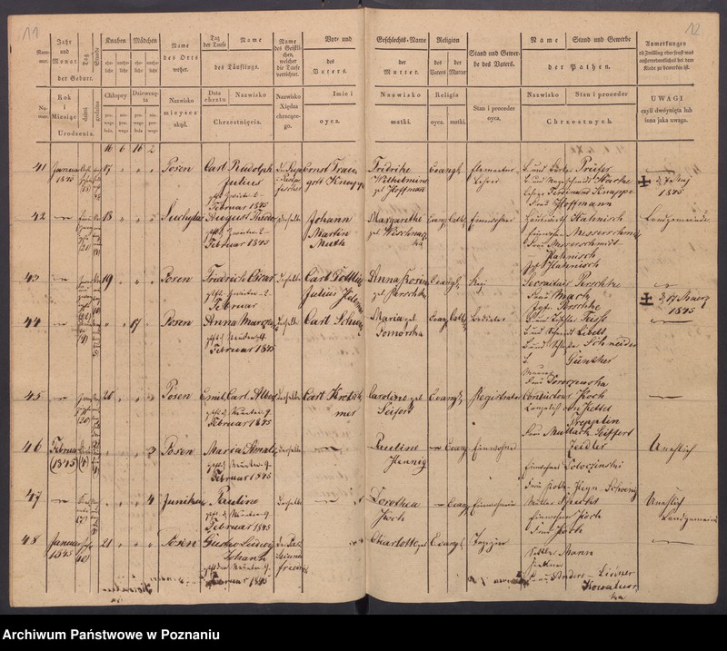 Obraz 9 z jednostki "[Akta urodzeń i chrztów, zgonów i pogrzebów, zapowiedzi i ślubów]"