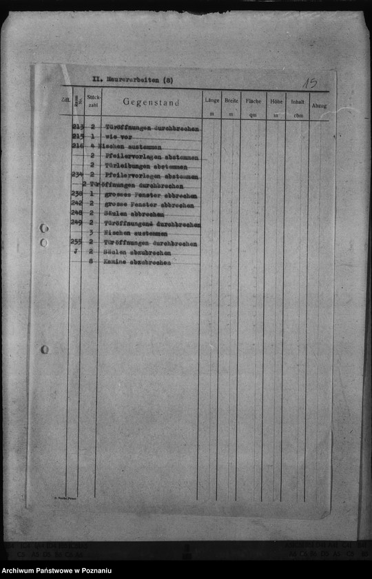 Obraz 19 z jednostki "Schlossumbau in Posen. Kostenanschläge"