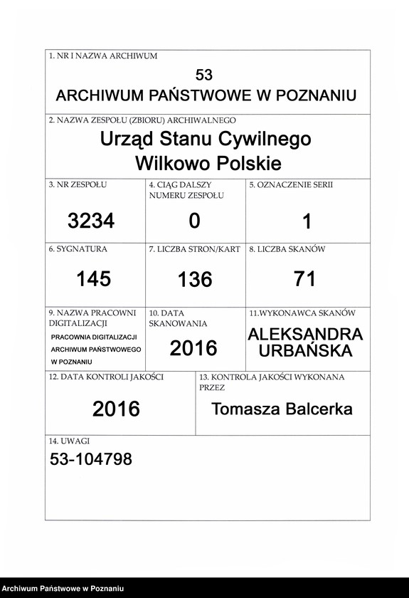 Obraz 1 z jednostki "Geburts-Neben-Register"