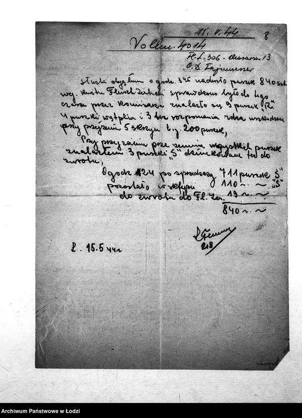 Obraz 11 z jednostki "[Protokoły kontroli przeprowadzonych w masarni nr 306]"