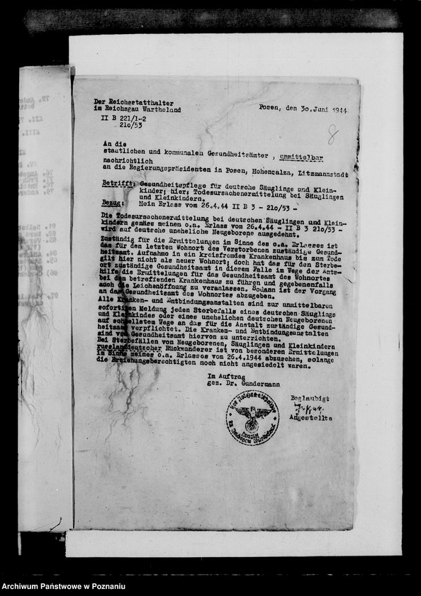 Obraz 12 z jednostki "Statistik der Gesundheitsämter über Todesursachen deutscher Kinder"