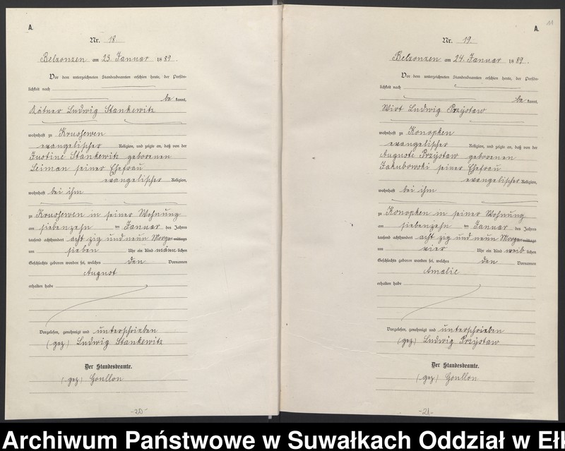 image.from.unit.number "[Geburts-Neben-Register des Königlichen Preussischen Standes-Amtes Belzonzen Kreis Johannisburg]"