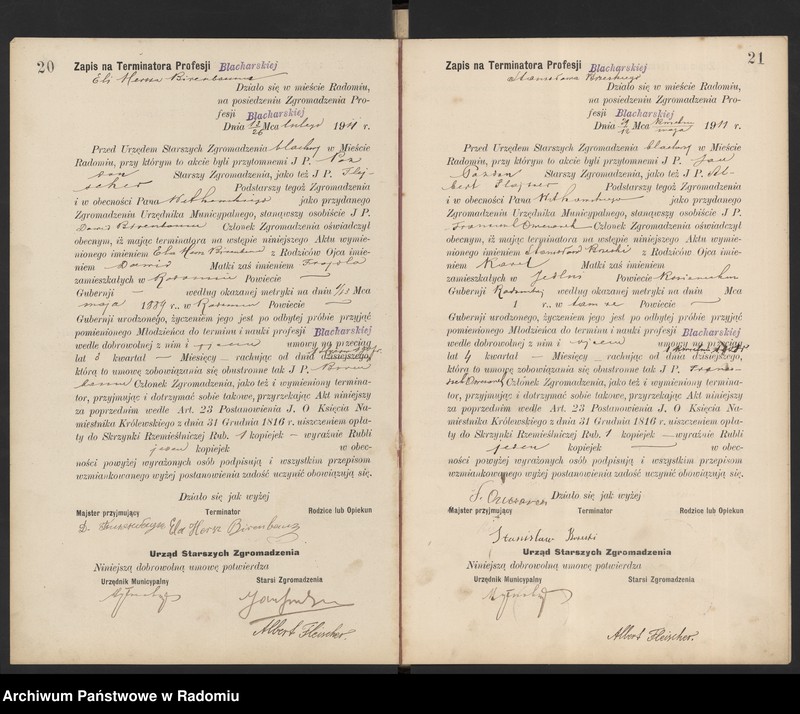 image.from.unit.number "[Księga zapisów na terminatora, czeladnika i majstra profesji blacharskiej]"