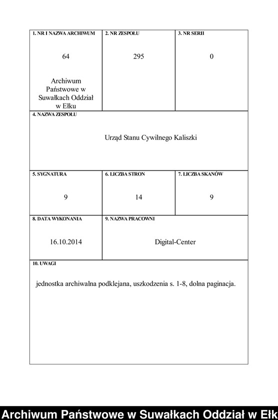 image.from.unit.number "Heiraths-Haupt-Register des Königlich Preussischen Standes-Amtes Kallischken Kreis Johannisburg]"