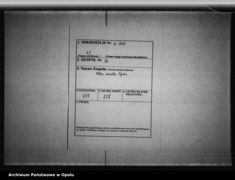 Obraz 2 z jednostki "Acta des Magistrats zu Oppeln von der Einfürung der neuen Städte - Ordnung von 19-ten November 1808. Von der Wahl der Stadtverordneten und des neuen Magistrats 1809"