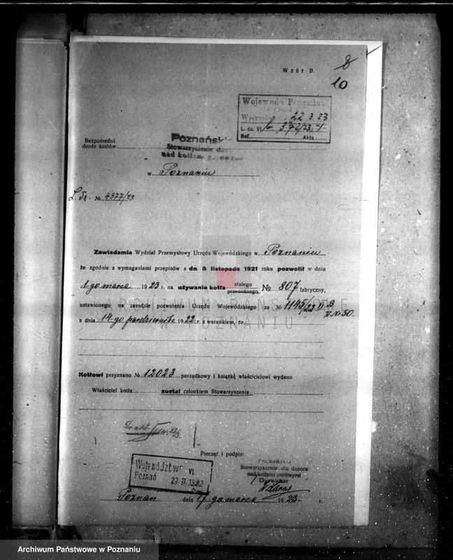 Obraz 13 z jednostki "H. Cegielski - T. A. Oddział III - Poznań nr woj 50 nr kotła 807"