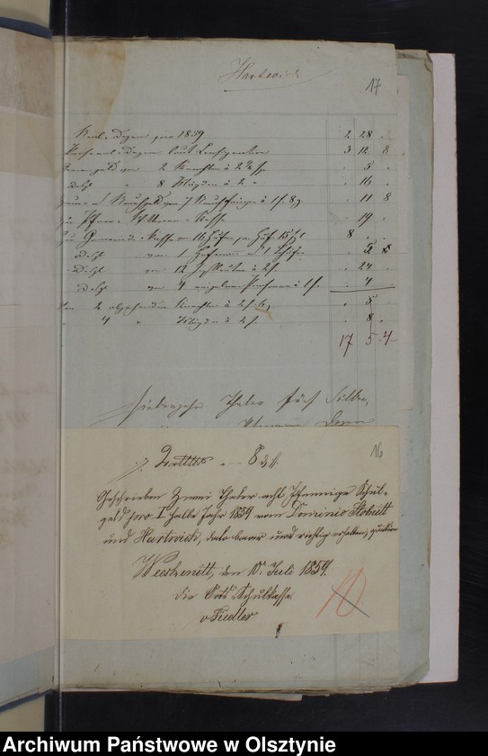 image.from.unit.number "Beläge pro 1859/60 von Geld Rechnung Silberbach"