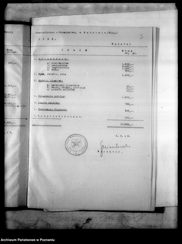 Obraz 7 z jednostki "Miejska Szkoła Rzemieślniczo-Przemysłowa- Ostrów [budżet na rok 1932]"