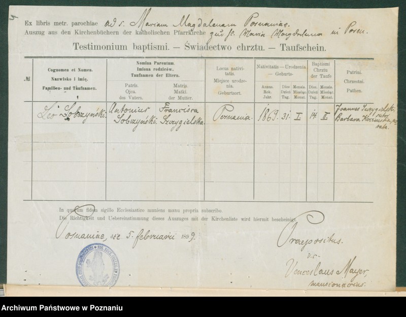 Obraz 6 z jednostki "[Dokumenty dostarczone przez narzeczonych do zawarcia związku małżeńskiego za 1902 rok. Tom VI]"
