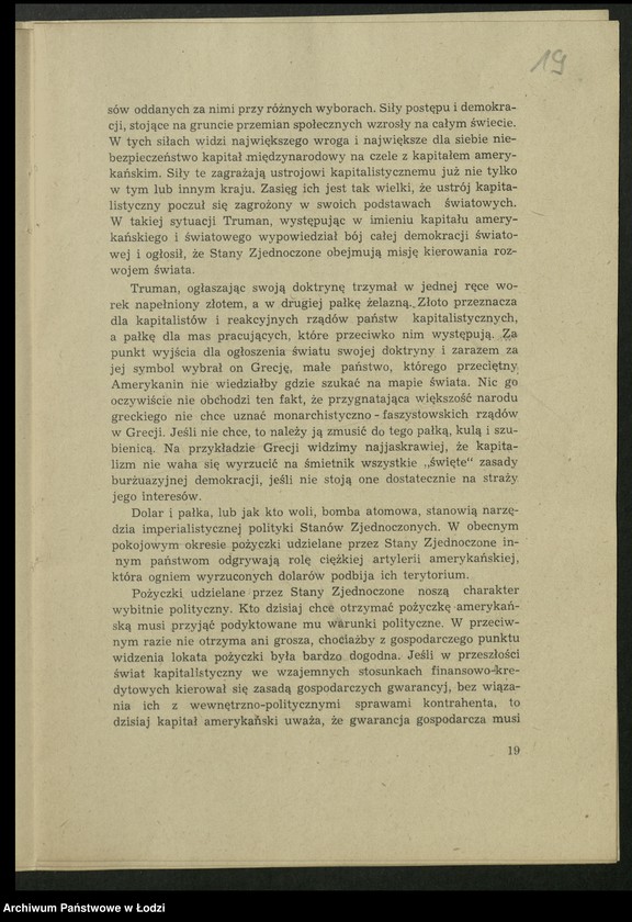 Obraz 20 z jednostki "Szkolenie partyjne - O sytuacji międzynarodowej - broszura [Wydziału Szkolenia Komitetu Centralnego PPR]"