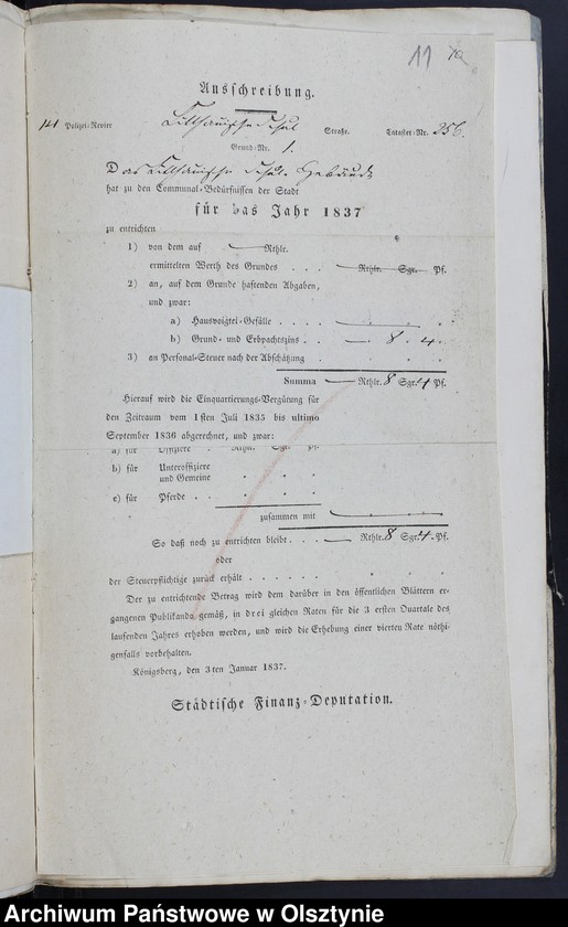 image.from.unit.number "Beläge zur Rechnung der Sackheimschen Elementaren Schulkassen"