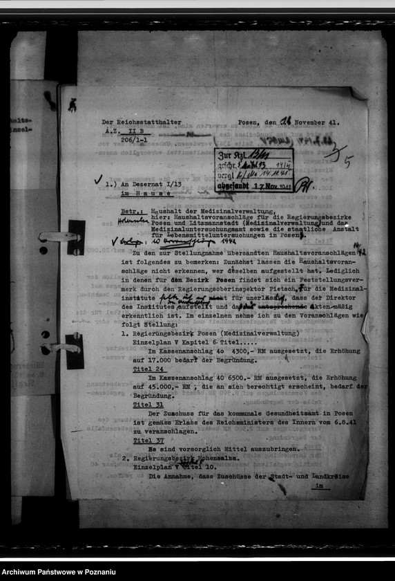 Obraz 8 z jednostki "Haushalt der Medizinalverwaltung - Haushaltsvoranschlag 1942"