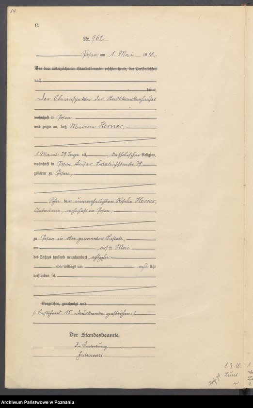 Obraz 16 z jednostki "Księga miejscowa zgonów tom III [Rejestr główny zgonów]"