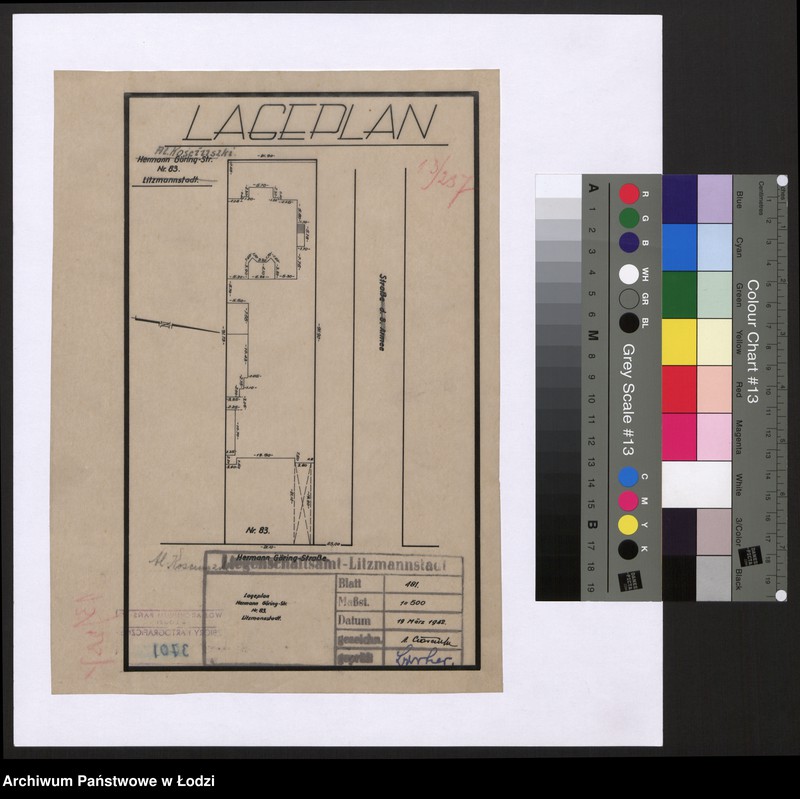 Obraz 1 z jednostki "Lageplan Hermann Göring Straße Nr 83 Litzmannstadt"