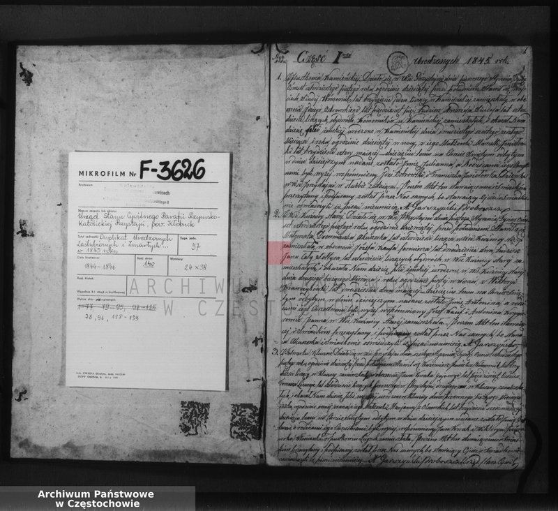 image.from.unit.number "Księga duplikat [akt] urodzonych, zaślubionych i zmarłych Parafii Przystajń z roku 1845"