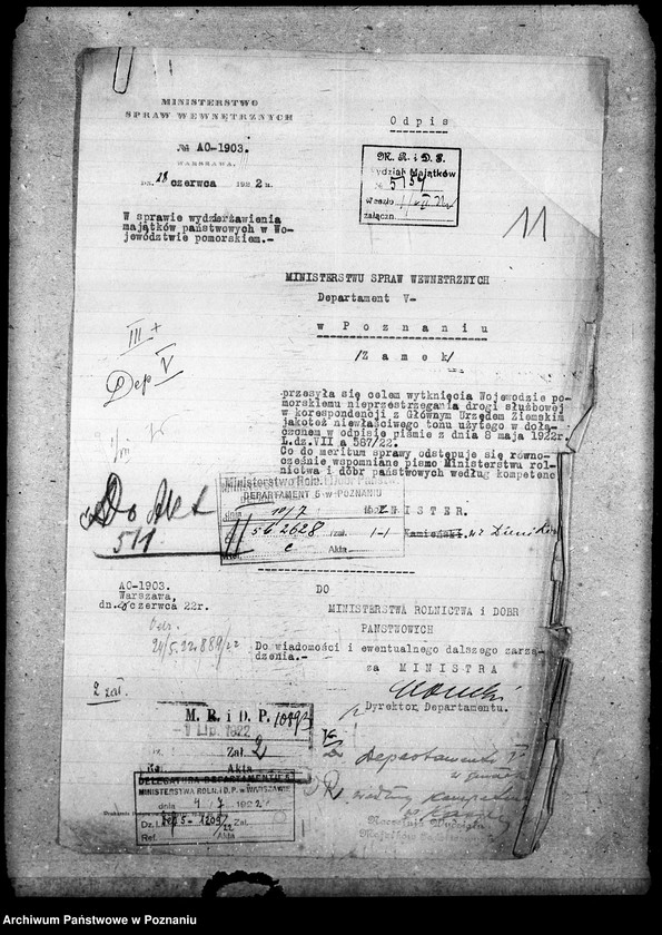 Obraz 15 z jednostki "Sprawy Domen majątki przekazane min. Rolnictwa i Dób Państw. przez Okręgowy Urząd Ziemski"