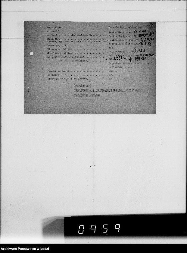 Obraz 18 z jednostki ""Społem" Rechnungen [za dostawy towarów dla Getta]"