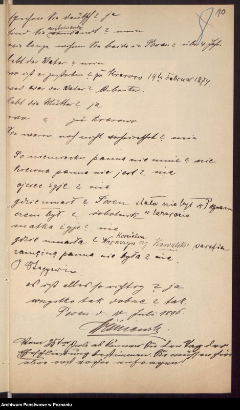 Obraz 12 z jednostki "Die von den Verlobten beigebrachten Urkunden zur Eheschliessung pro 1896"