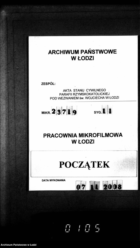 Obraz 1 z jednostki "Akta urodzeń, małżeństw i zgonów"