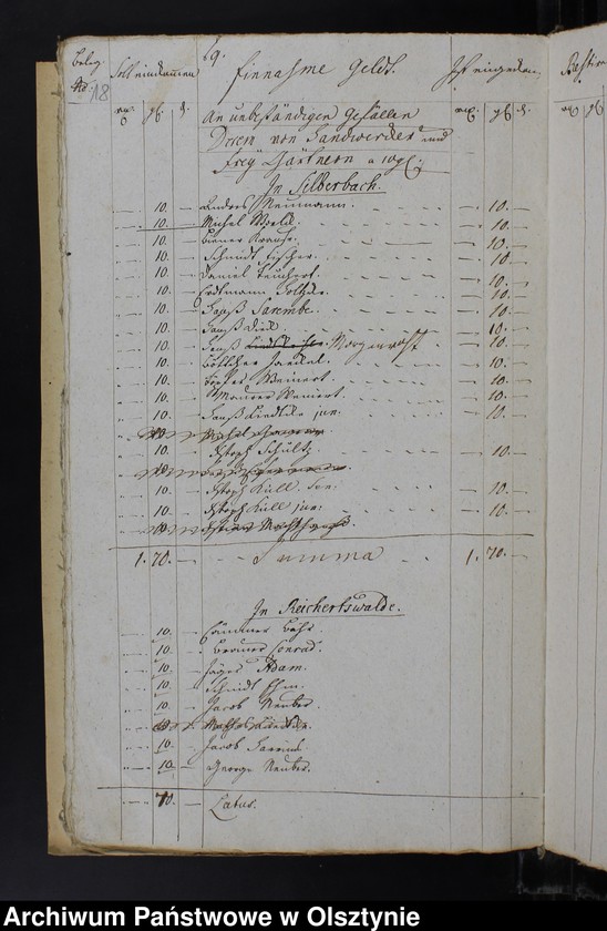 image.from.unit.number "Jahr Kirchen Rechnung der Silberbachschen Kirchen aller Einnahme und Ausgabe wie auch Bau-Rechnung"