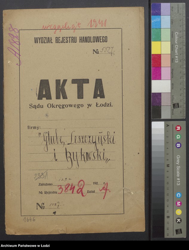 Obraz 2 z jednostki "Władysław Glube, Chaim Leszczyński, Abram Bykowski- wyrób i sprzedaz towarów bawełnianych"