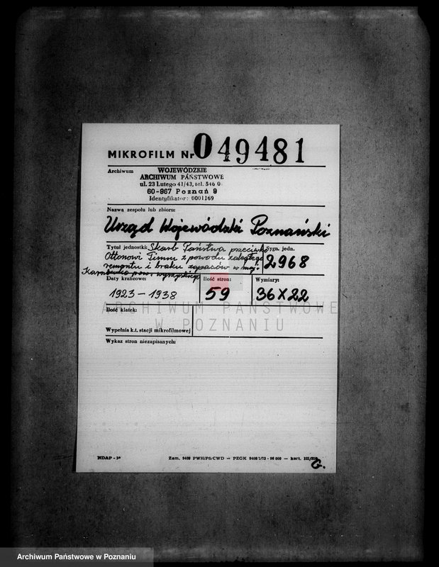 Obraz 2 z jednostki "Skarb Państwa przeciwko Ottonowi Timm z powodu zaległego remontu i braku zapasów w majątku Karnówko powiatu wyrzyskiego"