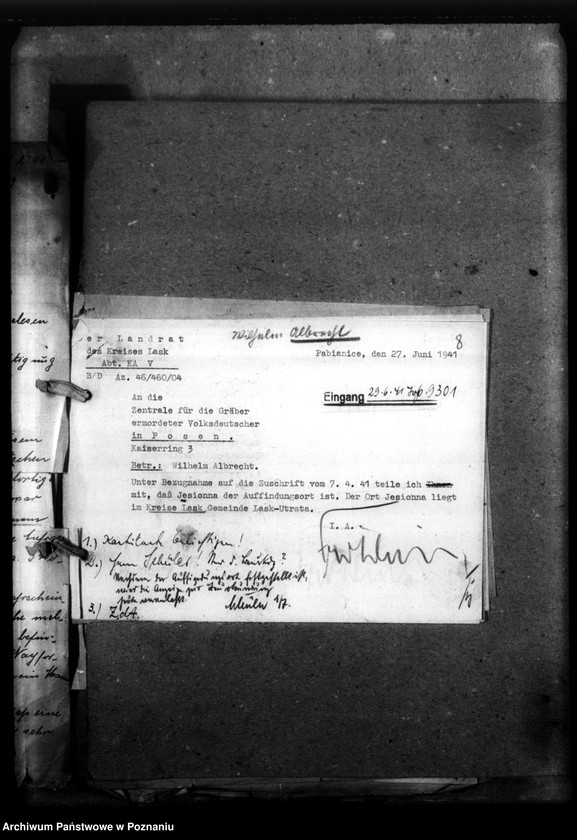 Obraz 12 z jednostki "Korespondencja w sprawie miejscowych Niemców, którzy zginęli w 1939 roku A - K"