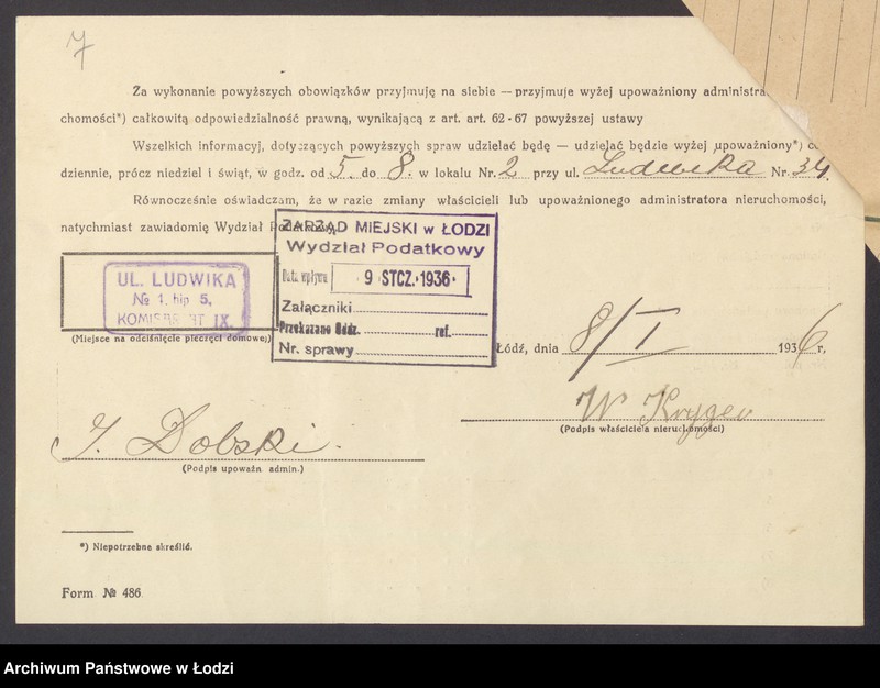 image.from.unit.number "Księga inwentarzowa nieruchomości m. Łodzi ul. Ludwika"