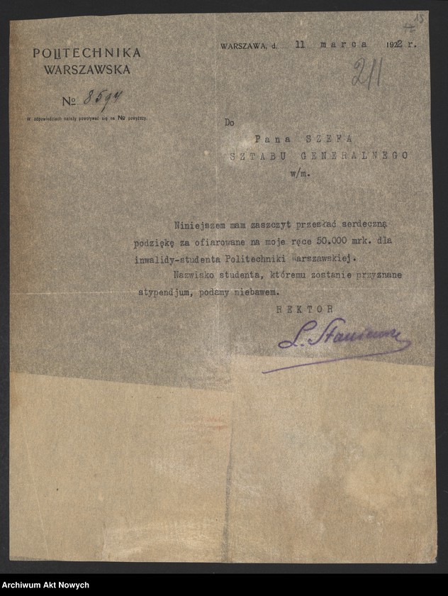 image.from.unit.number "Działalność Władysława Sikorskiego jako szefa Sztabu Generalnego WP. Sprawa uposażeń oficerów. Współpraca z francuskim dowództwem wojskowym. Stosunki dyplomatyczne między Polską a Rosją Radziecką. Raport, korespondencja."