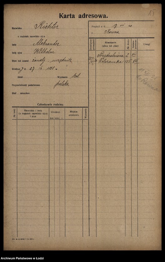 Obraz 17 z jednostki "[Spis ludności Łodzi] Richter"