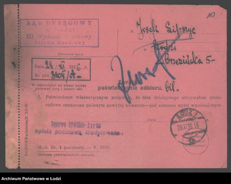 Obraz 12 z jednostki "Josek Lipszyc- sprzedaż papieru"