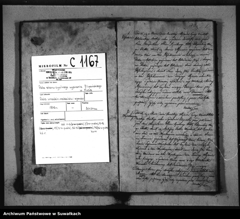 image.from.unit.number "Duplikat Aktów Urodzonych, Zaszlubionych i Umarłych Sekty Filiponów Okręgu Hutta 1846 r."