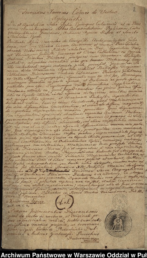 image.from.unit.number "Kopie pism i dekretów dotyczących dyspens małżeńskich, separacji i rozwodów (głównie z przełomu XVIII i XIX w.)"