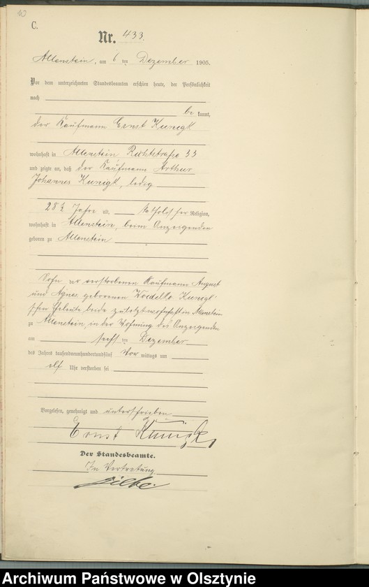 image.from.unit.number "Sterbe-Haupt-Register Tom II, Nr 426-454"